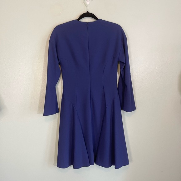 MOSCHINO Cheap And Chic Dress S/M A Line Crew Neck Zip Bell Sleeves Mini Blue - Picture 2 of 10